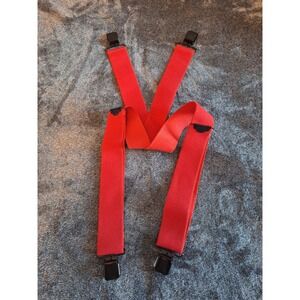 Walking Boss Clip Suspenders Mens One Size Red Black‎ Hardware 2" Santa Xmas